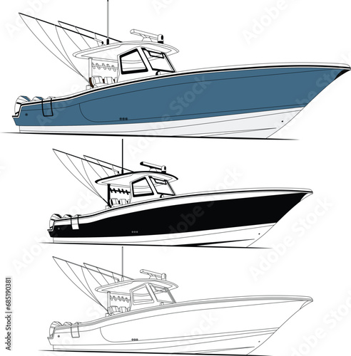 Side view fishing boat vector for t-shirt © perfectart99