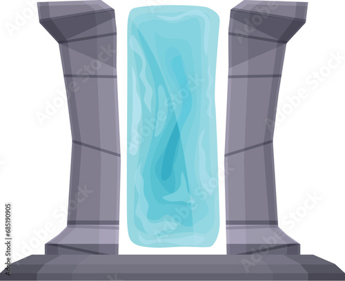 Water portal stage icon cartoon vector. Plasma platform. Teleport ring
