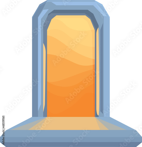 Golden game portal icon cartoon vector. Universe frame. Light neon stage