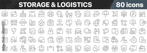 Storage and logistics line icons collection. Big UI icon set in a flat design. Thin outline icons pack. Vector illustration EPS10 © stas111