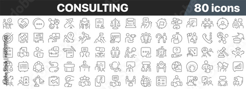Consulting line icons collection. Big UI icon set in a flat design. Thin outline icons pack. Vector illustration EPS10 photo