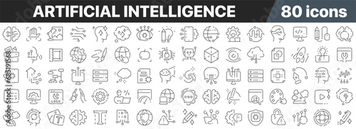 Artificial intelligence line icons collection. Big UI icon set in a flat design. Thin outline icons pack. Vector illustration EPS10