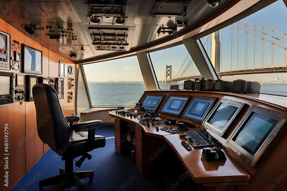 Naklejka premium ship cockpit (AI Generated)