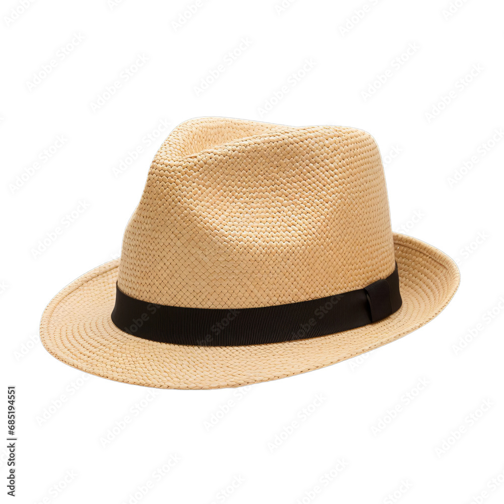 A Stylish Straw Hat with a Chic Black Ribbon