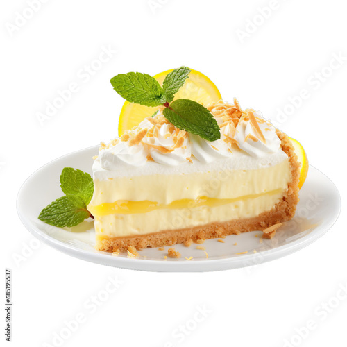 A Delicious Lemon Pie Served on a Clean White Plate