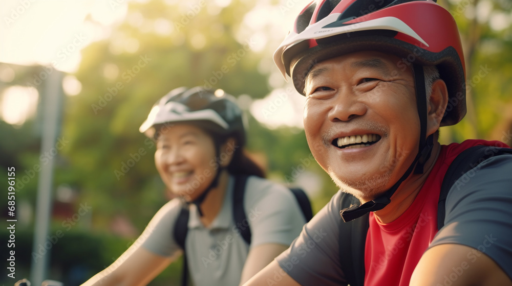 Cycling exercise for mature couple. Cycling exercise for mature couple.