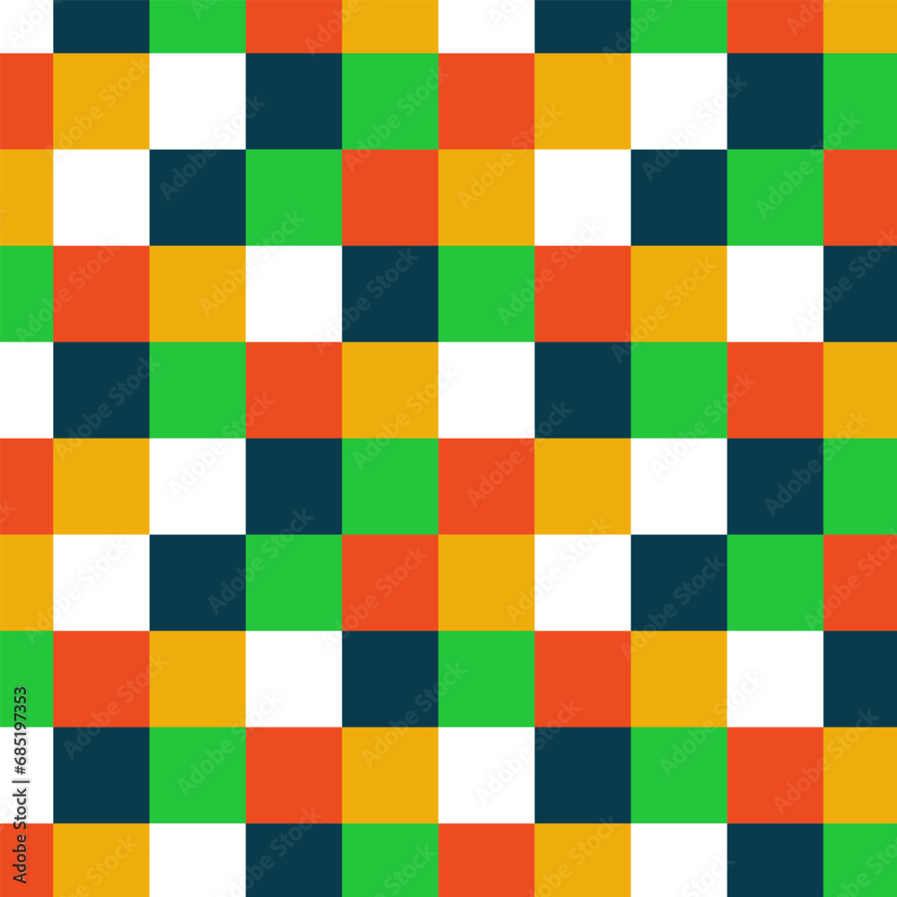 Geometric simple pattern seamless with squares white green blue yellow vector image