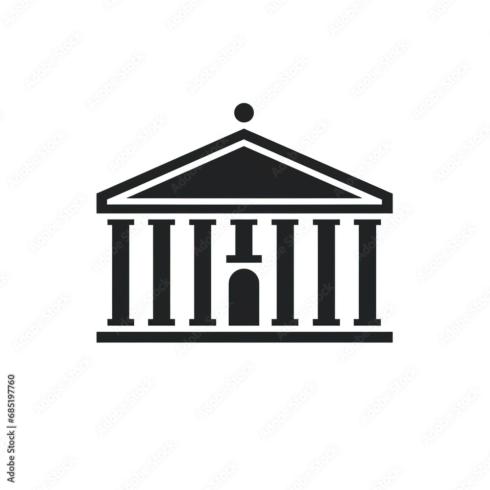 Black and White Silhouette of a Greek Temple Black and White Silhouette of a Greek Temple