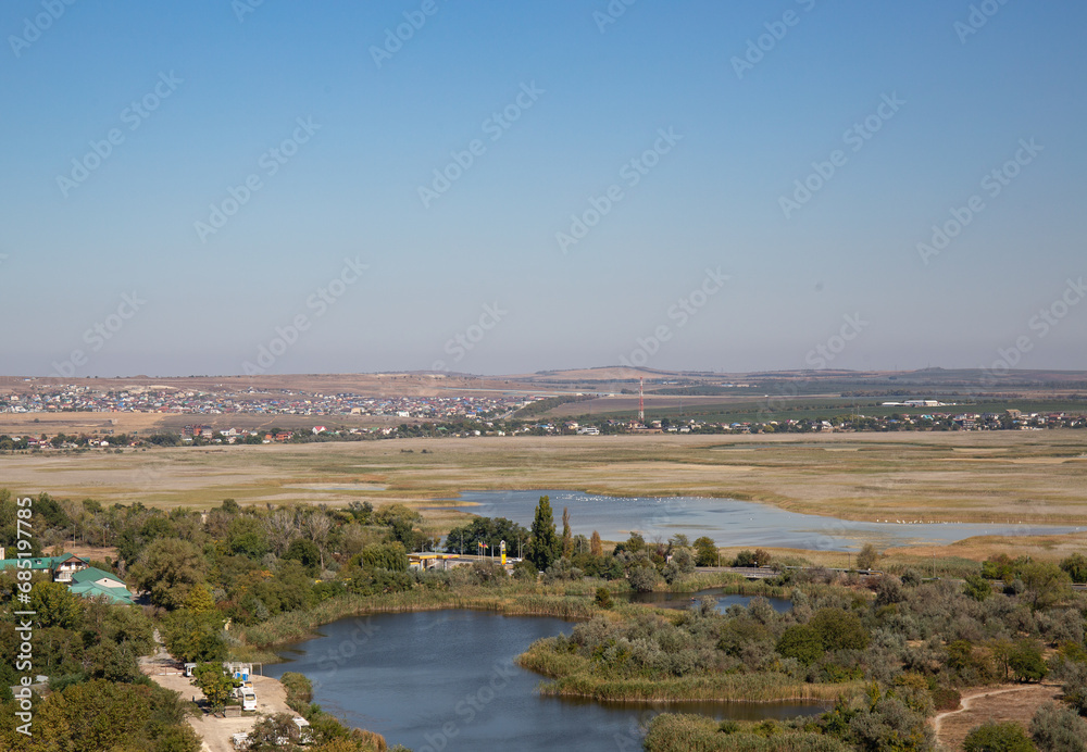 View of the Anapa River of Anapa from the Ferris wheel in summer in 2023