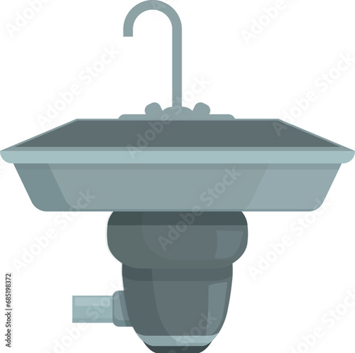 Ceramic sink icon cartoon vector. Wash pipe basin. Bottle separation