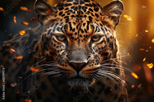 Leopard's Face with Blurry Background Generative AI
