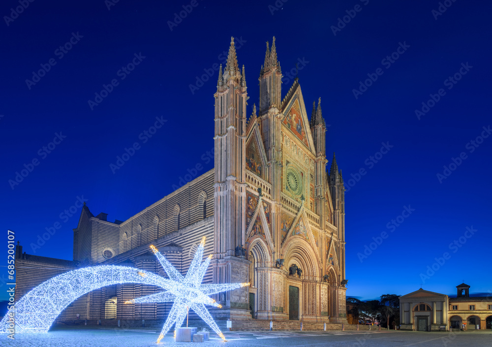 Orvieto, Italy at the cathedral with Christmas Decorations