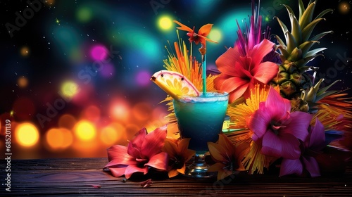 hawaiian tropical cocktail drink luau illustration beach summer, party aloha, design vintage hawaiian tropical cocktail drink luau