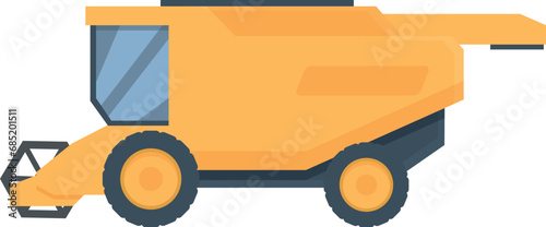 Yellow combine harvester icon cartoon vector. Transport village. Business machine