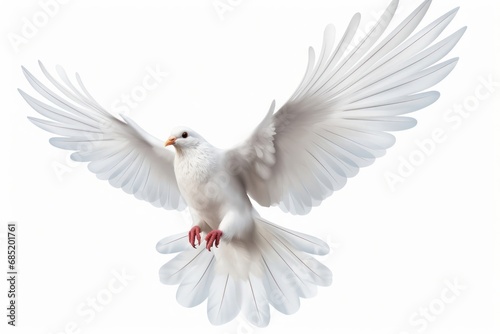 White Dove in Flight with Spread Wings Generative AI