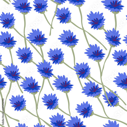 cornflower in vector.plant in semi-realistic style.pattern for wallpaper background print on fabric merch design