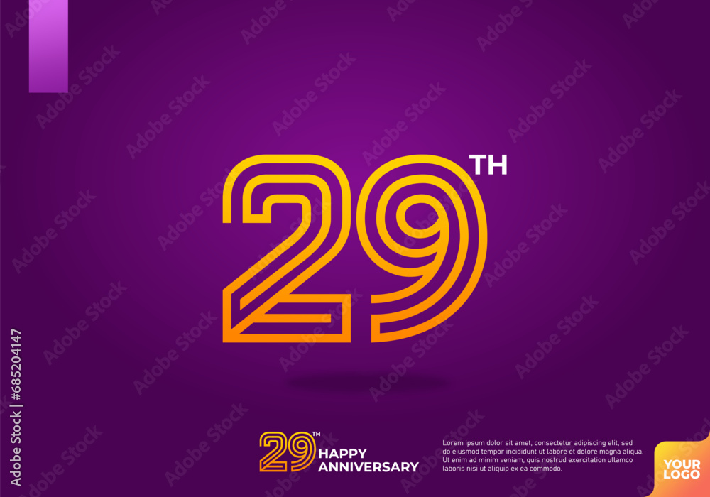 29th anniversary logotype with dark purple background