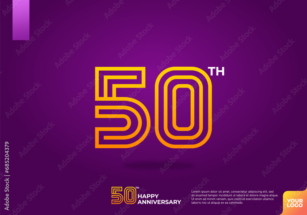 Fototapeta premium 50th anniversary logotype with dark purple background