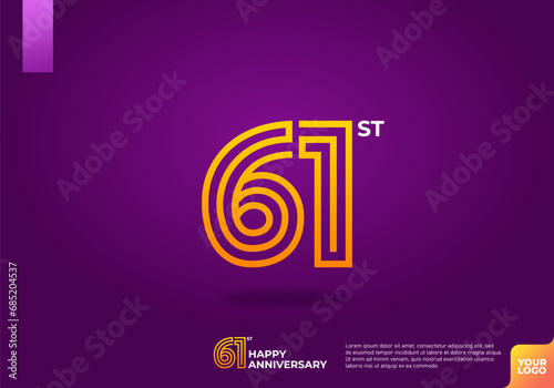 61st anniversary logotype with dark purple background