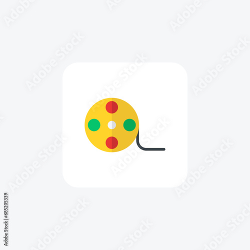 Film Reel, Filmography,  flat color icon, pixel perfect icon