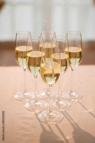 Glasses of champagne at the wedding ceremony