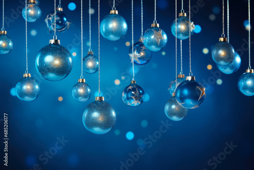 Enchanting Christmas Ornaments Amidst Glowing Blues