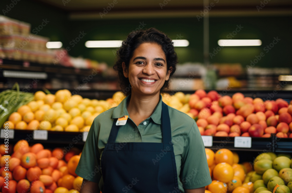 fruit store commerce employee concep fruit store commerce employee concep