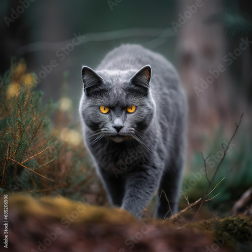 utumn Stroll: Cute Cat in an Autumn Forest