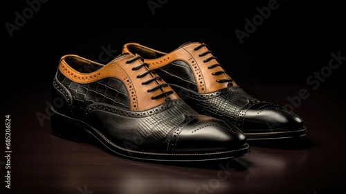men's shoes on a black canvas, embodying timeless elegance and modern style