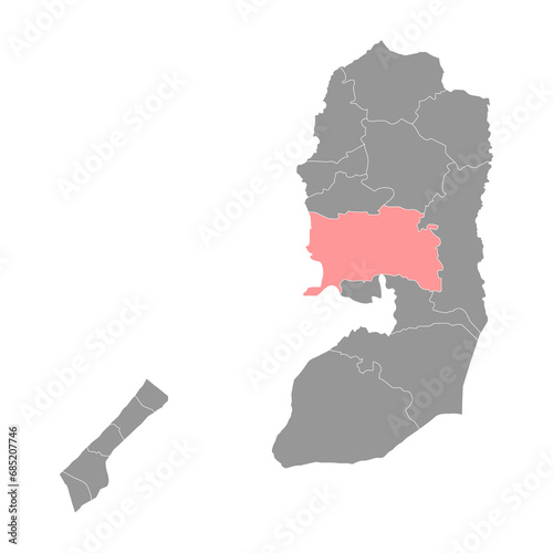 Ramallah and al Bireh Governorate map  administrative division of Palestine. Vector illustration.