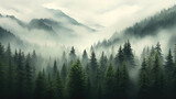 Enigmatic Vintage Evergreens in Mist