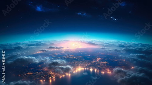 Cosmic Perspectives: Earth's Luminous Urban Nightscape