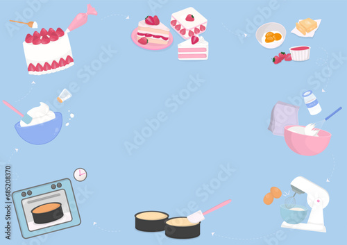 Strawberry cake recipe background