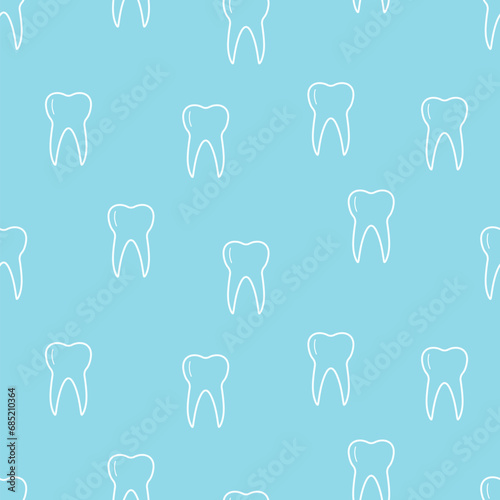 Seamless tooth icon pattern. Vector illustration of a medical background for dentistry.