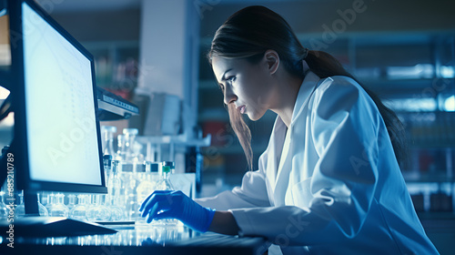 female scientist working in lab photo