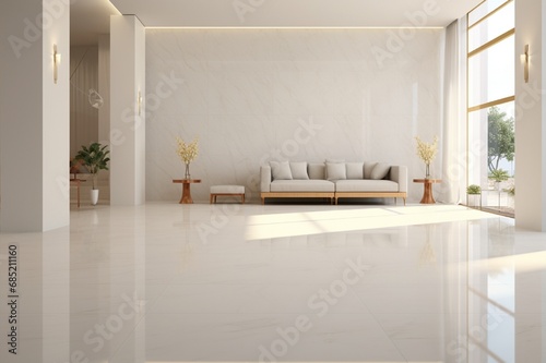 A minimalist yet captivating marble floor layout with subtle veining and a serene ambiance.