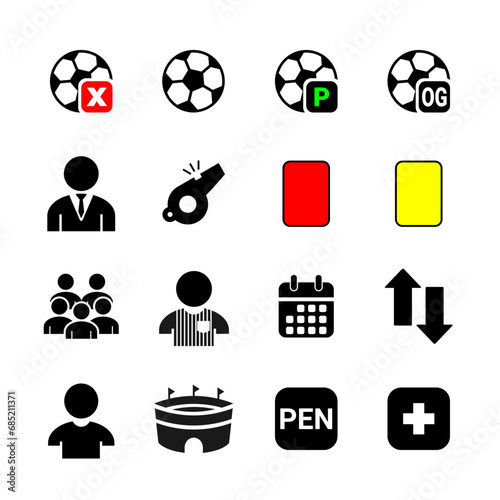 Soccer Vector Icons Set. High Resolution Football Match statistic, Football Game, football Manager info, Stadium. Editable Stroke and path