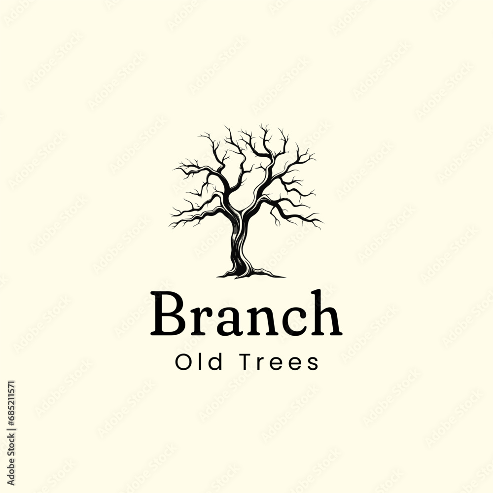 Halloween Tree Art, Black Tree.old tree logo design,branch logo design