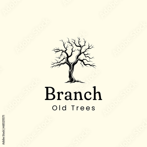Halloween Tree Art, Black Tree.old tree logo design,branch logo design