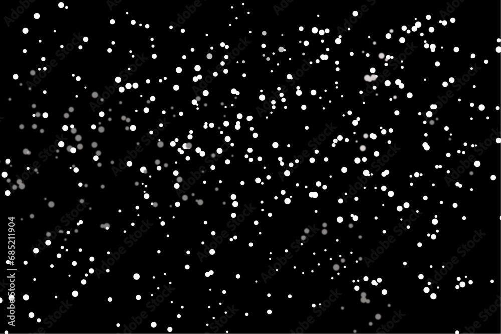Real falling medium sized snowflakes out of focus on black background Real falling medium sized snowflakes out of focus on black background