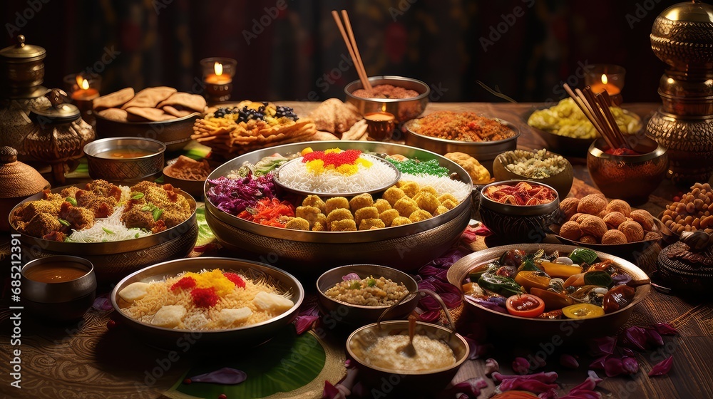 cuisine meal indian food festive illustration spices flavors, vegetarian non, vegetarian biryani cuisine meal indian food festive