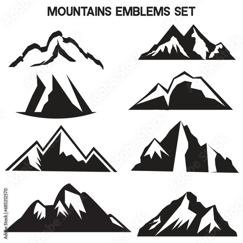 mountain silhouette icon vector set for logo