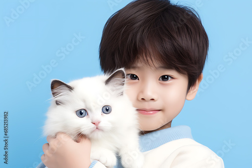little kid with a cat (AI Generated)