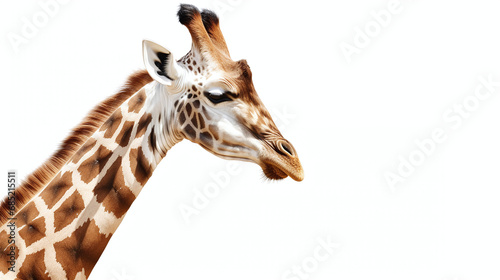 Elegant Giraffe Head Closeup on White Background Perfect for Print and Web Design Use