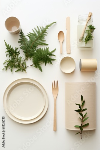 A minimalist New Year presentation showcasing a flat lay of eco-friendly party decor AI generated illustration