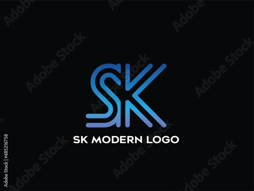 letter logo SK company name,SK, KS Abstract Letters Logo Monogram with modern sk logo