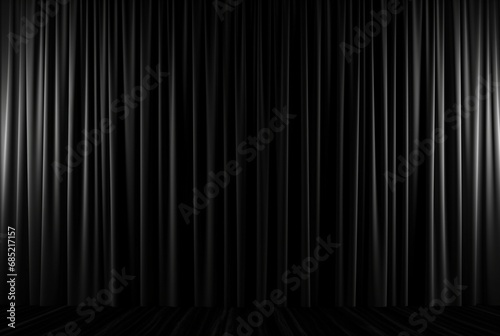 black curtain background with light for stage view. generative ai