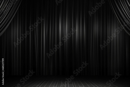 black curtain background with light for stage view. generative ai