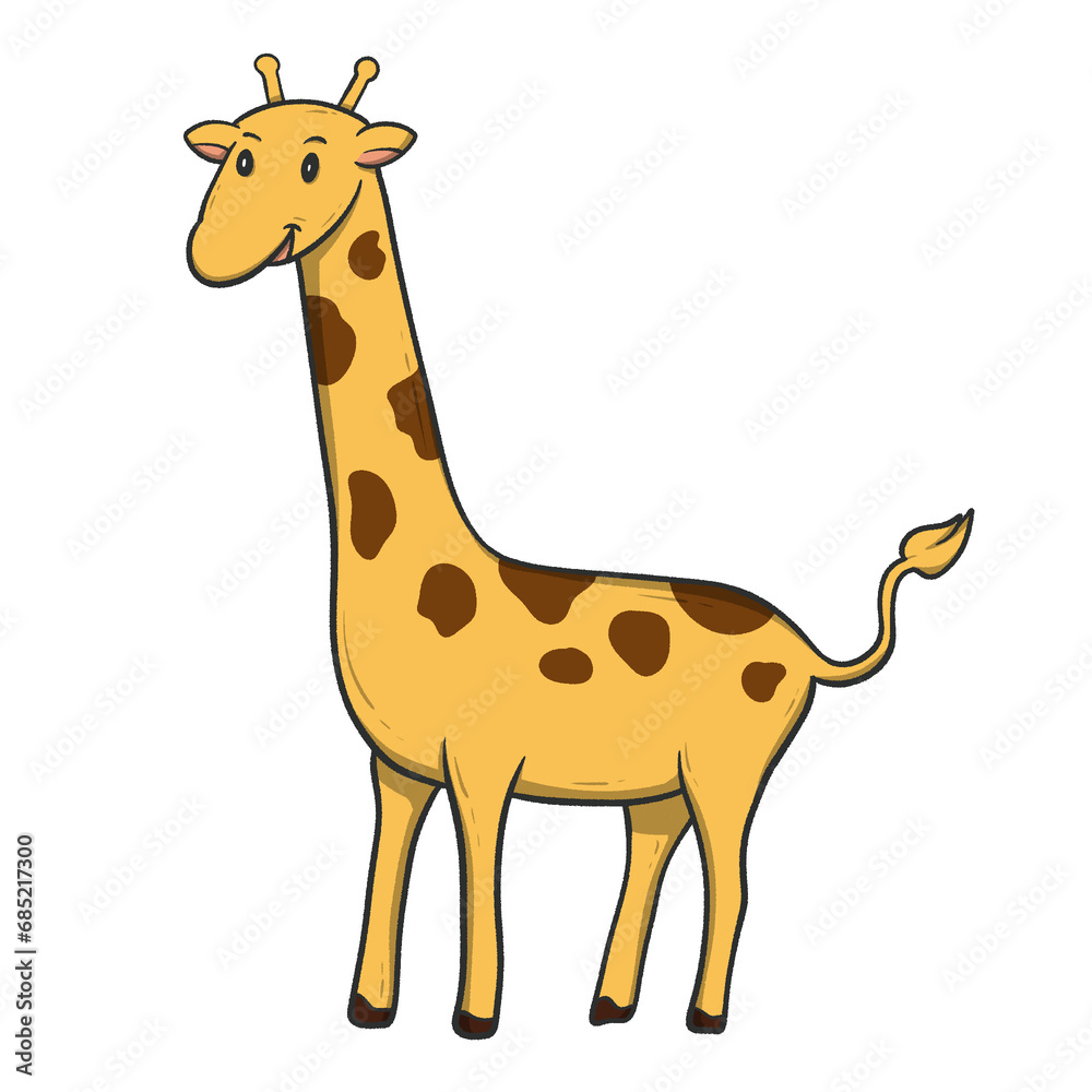 Cartoon giraffe standing with a happy expression
