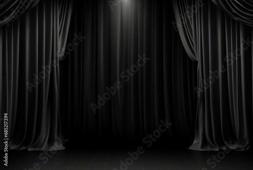 black curtain background with light for stage view. generative ai